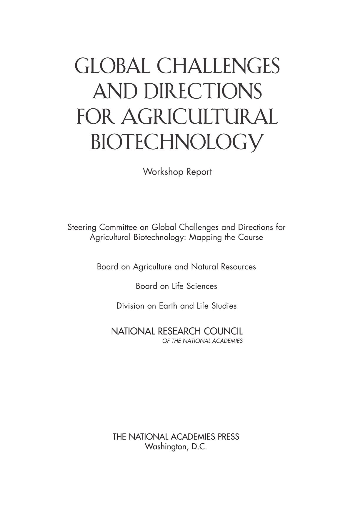 Steering Committee on Global Challenges and Directions for